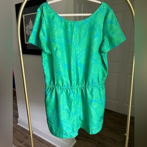 LOFT Women’s Green and Blue Tropical Romper
